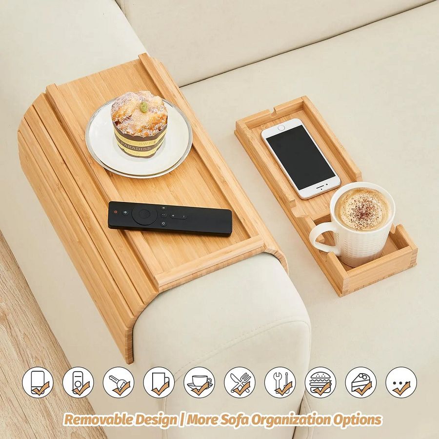 Bamboo Couch Armrest Tray Organizer.. Bamboo Couch Armrest Tray Organizer..